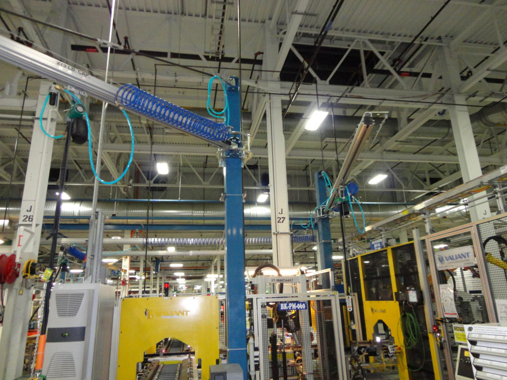 Industrial manufacturing plant interior with machinery